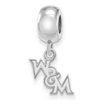 College of William &amp; Mary Bead Charm Extra-Small Dangle Sterling Silver Rhodium-plated SS024WMA, MP…