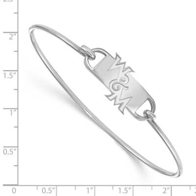 College of William &amp; Mary Small Ctr Wire Bangle Sterling Silver Rhodium-plated SS020WMA-7, MPN: SS0…