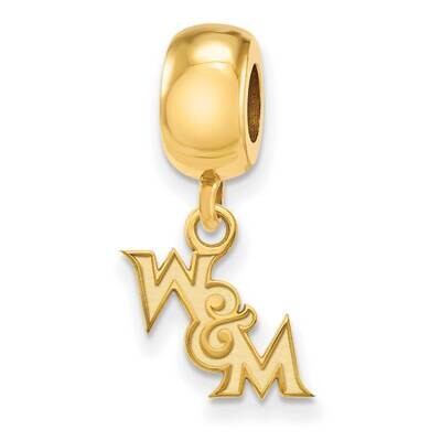 College of William &amp; Mary Bead Charm Extra-Small Dangle Gold-plated Sterling Silver GP024WMA, MPN: …