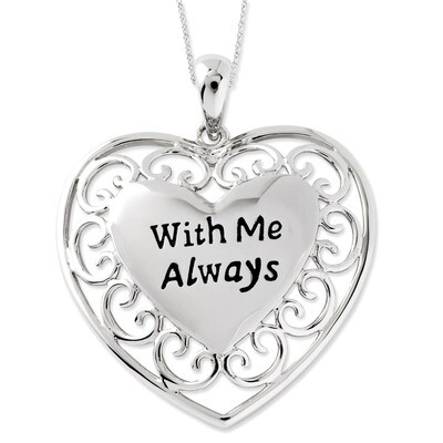 Me Always 18 Inch Heart Necklace Sterling Silver Antiqued QSX530, MPN: QSX530, 886774195452