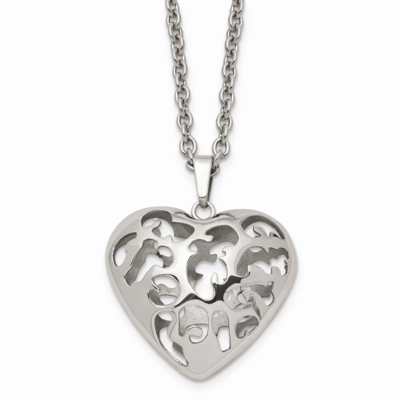Puffed Heart 20 Inch Necklace Stainless Steel SRN925-20 by Chisel, MPN: SRN925-20, 886774975023