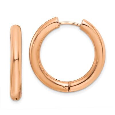 Rose Ip-Plated 4mm Hinged Hoop Earrings Stainless Steel Polished SRE1500, MPN: SRE1500, 191101867378