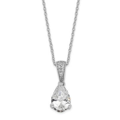 Cheryl M Fancy CZ Diamond Bale Pear Pendant Necklace Sterling Silver Rhodium-plated QCM1500-18, MPN…