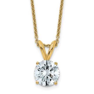 1.50ct. 7.5mm Round D E F Pure Light Moissanite Solitaire Necklace 14k Gold YG936-11MP, MPN: YG936-…