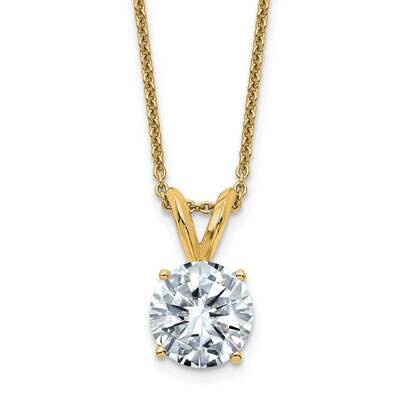 2ct. 8.0mm Round D E F Pure Light Moissanite Solitaire Necklace 14k Gold YG936-12MP, MPN: YG936-12M…