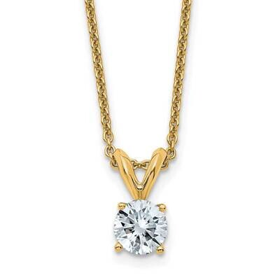 1/2ct. 5.0mm Round D E F Pure Light Moissanite Solitaire Necklace 14k Gold YG936-5MP, MPN: YG936-5M…