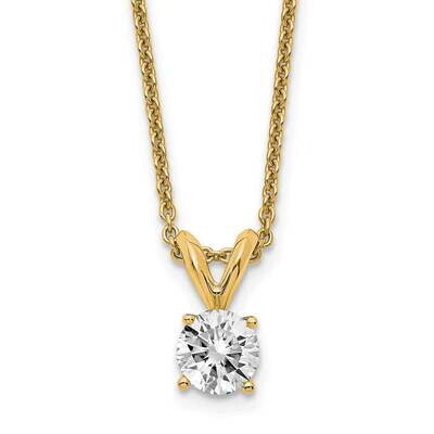 1/2ct. 5.0mm Round J-K Color Moissanite Solitaire Necklace 14k Gold YG936-5MB, MPN: YG936-5MB,