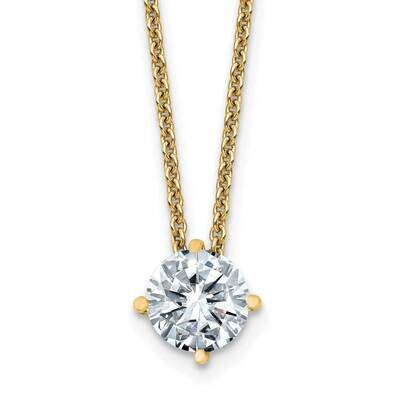 3/4ct. 6.0mm Round D E F Pure Light Moissanite Solitaire Necklace 14k Gold YG113-20MP, MPN: YG113-2…
