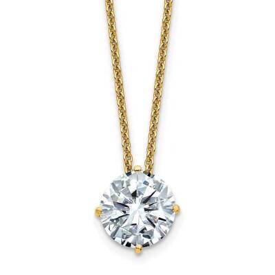 2ct. 8.0mm Round D E F Pure Light Moissanite Solitaire Necklace 14k Gold YG113-25MP, MPN: YG113-25M…