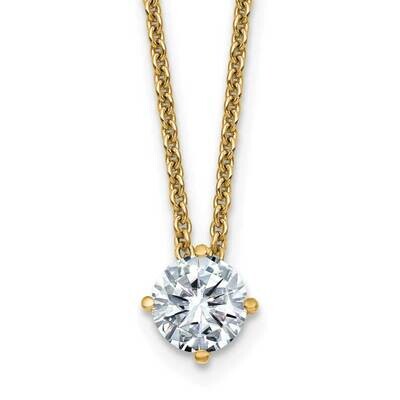 1/2ct. 5.0mm Round D E F Pure Light Moissanite Solitaire Necklace 14k Gold YG113-16MP, MPN: YG113-1…