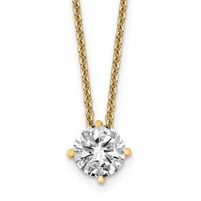 3/4ct. 6.0mm Round G H I True Light Moissanite Solitaire Necklace 14k Gold YG113-20MT, MPN: YG113-2…