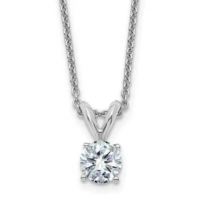 1/2ct. 5.0mm Round D E F Pure Light Moissanite Solitaire Necklace 14k White Gold WG936-5MP, MPN: WG…