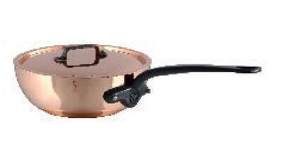 Mauviel M&#39;150CI Curved Splayed Saute Pan with Lid 24cm 641225