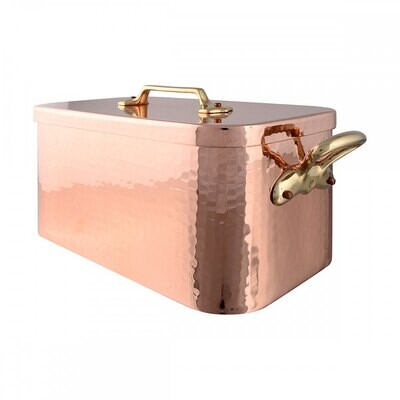 Mauviel M&#39;Tradition Hammered Copper Braisingpan with Bronze Handles Tin Inside 36 x 21cm 215336