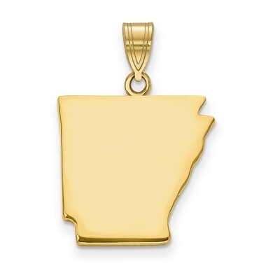 Arkansas State Pendant Charm 14k Yellow Gold Engravable XNA707Y-AR, MPN: XNA707Y-AR, 886774753850