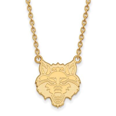 Arkansas State University Large Pendant with Chain Necklace Gold-plated Silver GP008ASU-18, MPN: GP…