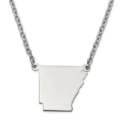 Arkansas State Pendant Necklace with Chain 14k White Gold Engravable XNA706W-AR, MPN: XNA706W-AR, 8…