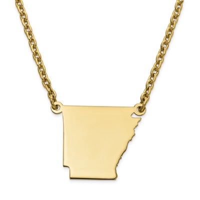 Arkansas State Pendant Necklace with Chain 14k Yellow Gold Engravable XNA706Y-AR, MPN: XNA706Y-AR, …
