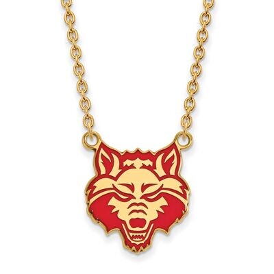 Arkansas State Unviersity Enamel Large Pendant with Chain Necklace Gold-plated Silver GP009ASU-18, …