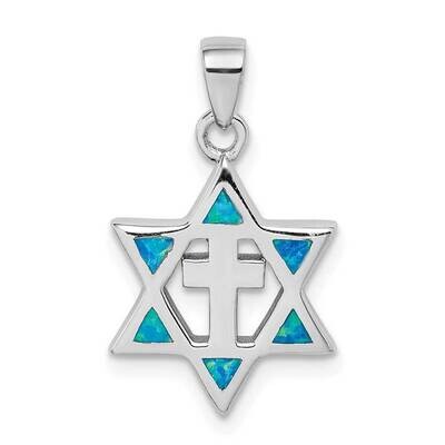 Star of David Created Opal Pendant Sterling Silver CZ Diamond QP5141, MPN: QP5141, 883957754666