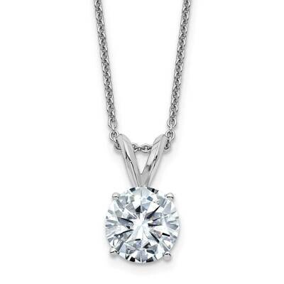 2ct. 8.0mm Round D E F Pure Light Moissanite Solitaire Necklace 14k White Gold WG936-12MP, MPN: WG9…