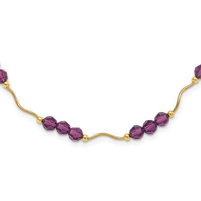 Purple Crystal Bead with 2 In Extension Necklace 14k Gold XF128-16, MPN: XF128-16, 883957038285