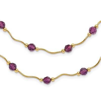 14Ky Spiral Bead &amp; Purple Crystal with 2 Inch Extension Layered Necklace 14k Gold XF150-15, MPN: XF…