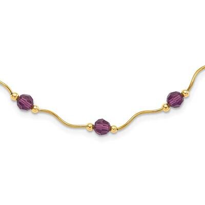 Purple Crystal Bead with 2 In Extension Necklace 14k Gold XF127-16, MPN: XF127-16, 883957036793