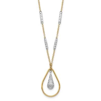 Polished &amp; Diamond-Cut Teardrop Necklace 14k Two-Tone Gold SF2946-17, MPN: SF2946-17, 883957932941