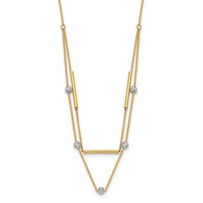 Diamond-Cut Beads Fancy 17 Inch Necklace 14k Two-Tone Gold SF2948-17, MPN: SF2948-17, 883957933009