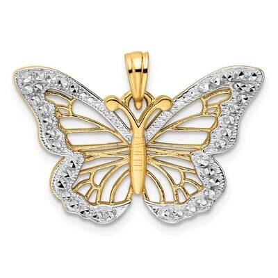 Butterfly Pendant 14k Gold and White Rhodium Diamond-Cut M3031, MPN: M3031,