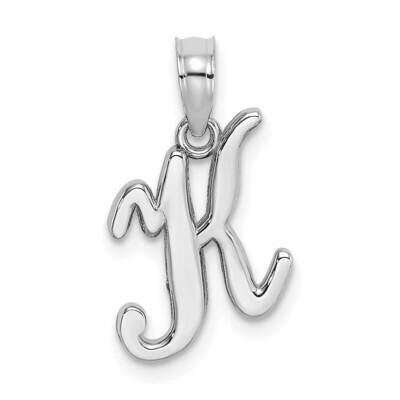 K Script Initial Charm 10k White Gold Polished 10K6422WK, MPN: 10K6422WK,