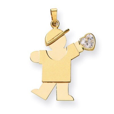 Boy with Cubic Zirconia April Birthstone Charm 14k Gold XK265APR, MPN: XK265APR, 883957415529