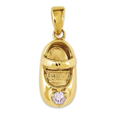 3-D June Synthetic Stone Engravable Baby Shoe Charm 14k Gold K4652JUN, MPN: K4652JUN, 637218167395