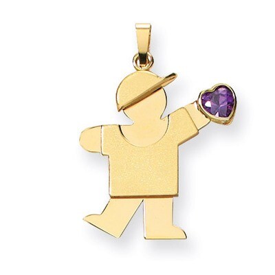 Boy with Cubic Zirconia February Birthstone Charm 14k Gold XK265FEB, MPN: XK265FEB, 883957378039