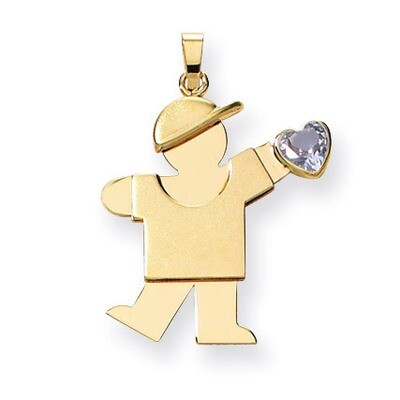 Boy with Cubic Zirconia March Birthstone Charm 14k Gold XK265MAR, MPN: XK265MAR, 883957859279