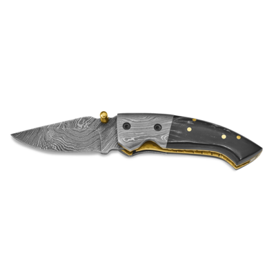 Steel Guard Buffalo Horn Handle Kni Damascus Steel 256 Layer Folding Blade by Jere, MPN: KN1110, 19…