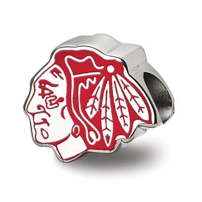 Chicago Blackhawks Blackhawk Head Enameled Logo Bead Sterling Silver SS500BLA, MPN: SS500BLA, 63440…