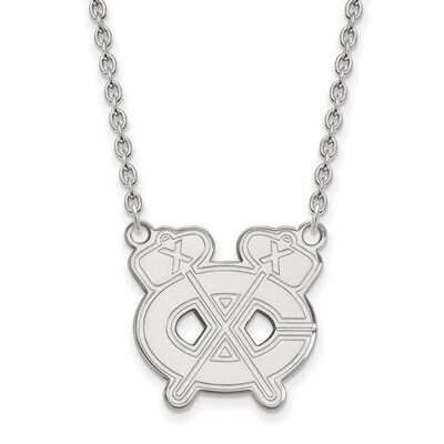Chicago Blackhawks Large Pendant with Chain Necklace Sterling Silver SS041BLA-18, MPN: SS041BLA-18,…