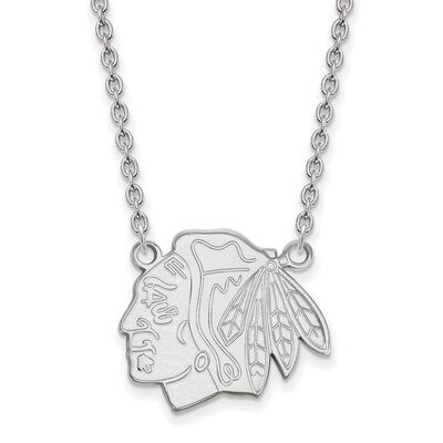 Chicago Blackhawks Large Pendant with Chain Necklace Sterling Silver SS016BLA-18, MPN: SS016BLA-18,…