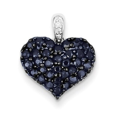 Sapphire Heart Pendant Diamond Sterling Silver QP3612, MPN: QP3612, 883957490960