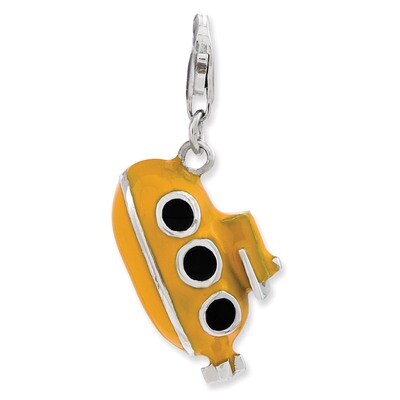 3-D Enameled Submarine Charm Sterling Silver QCC843 by Amore La Vita, MPN: QCC843, 886774235738