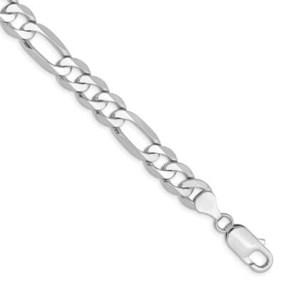 9 Inch 7.5mm Flat Figaro with Lobster Clasp Chain 14k White Gold WFIG200-9, MPN: WFIG200-9, 8839571…