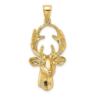 Deer Head Charm 14k Gold 3-D K6568, MPN: K6568, 63721805972