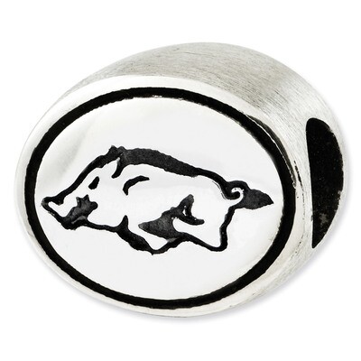 Antiqued University of Arkansas Collegiate Bead Sterling Silver QRS2052