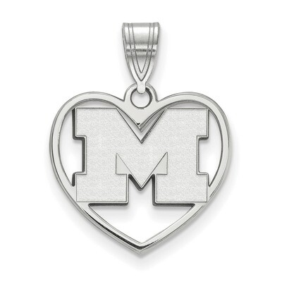 Michigan University of Pendant in Heart Sterling Silver SS018UM, MPN: SS018UM, 886774764641