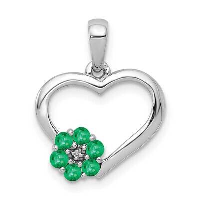 Emerald Heart &amp; Flower Pendant 14k White Gold Diamond PM5271-EM-003-WA, MPN: PM5271-EM-003-WA, 8839…