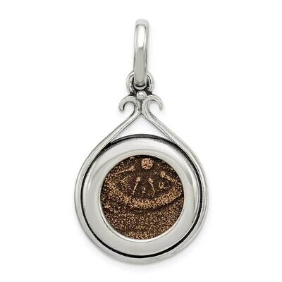 Bronze Antiqued Widows Mite Coin Pendant Sterling Silver QAC101, MPN: QAC101, 191101979002