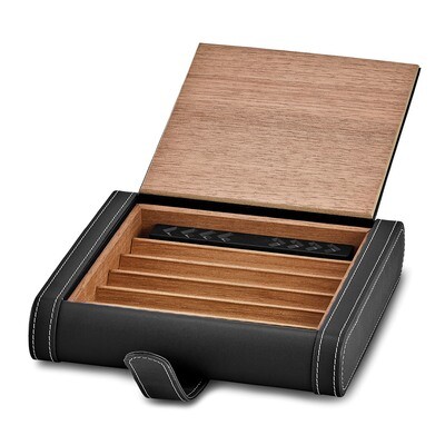 PU Leather 5-Cigar Travel Case Black by Jere, MPN: HU1115, 883957138725