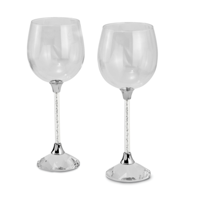 Set of 2, Wine Glasses Stems Crystal-filled by Jere, MPN: JCG105W, 196904081327
